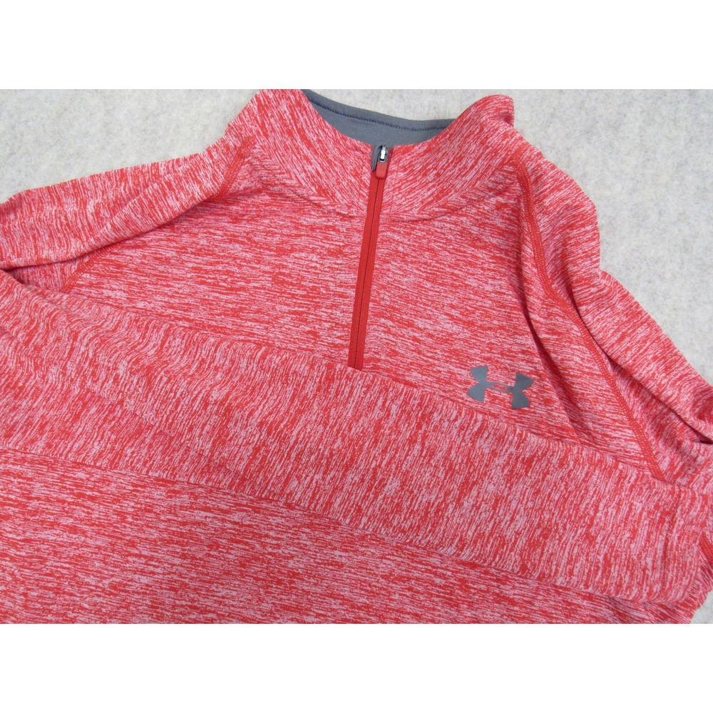 Under Armour Mens HeatGear Tech 1/4 Zip Pullover Red Space Dye Heather Medium
